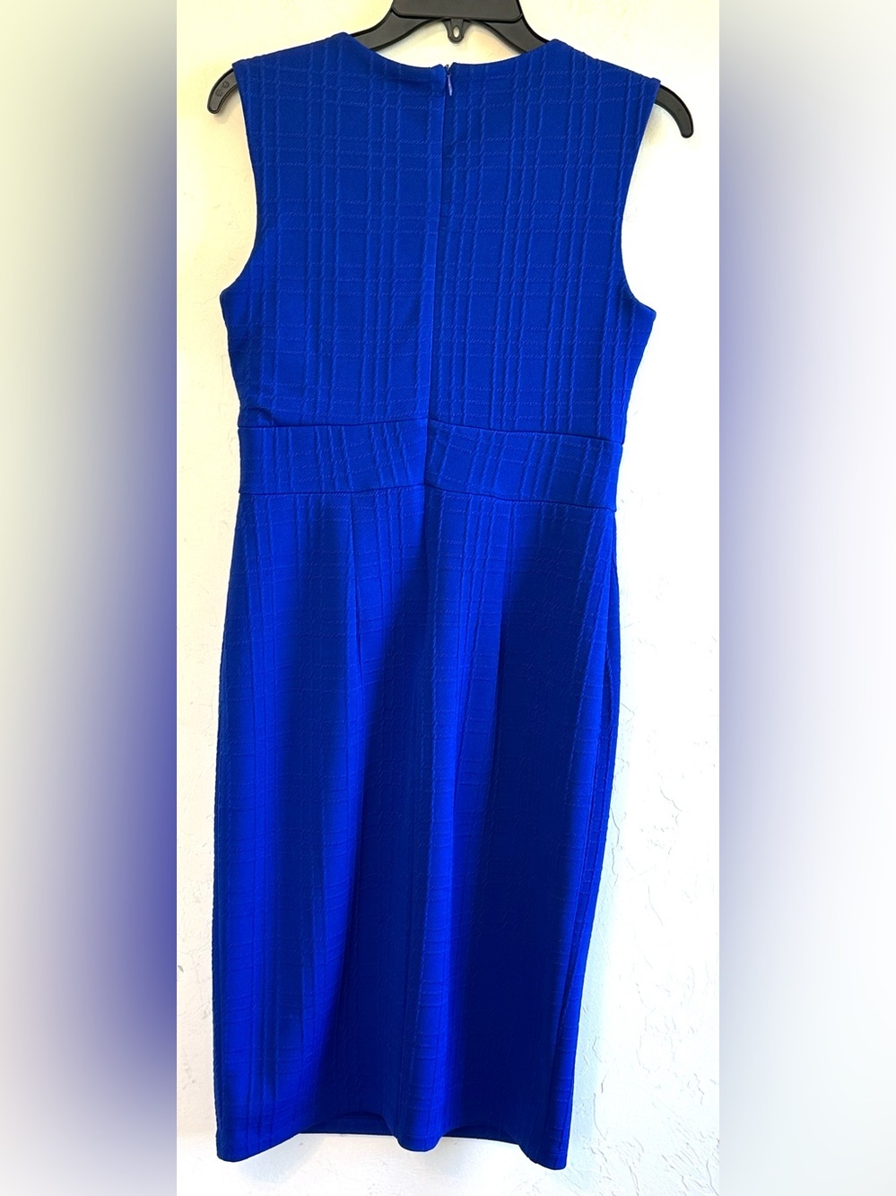 Enfocus Royal Blue Textured Sleeveless Gold Buckle Midi Dress Career Chic Sz 6 - Picture 6 of 10